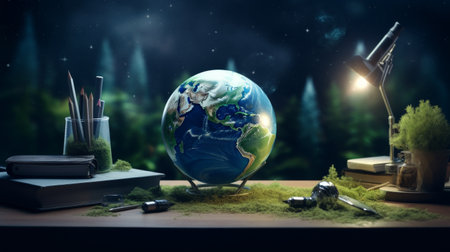 Desk With Book and Globeの素材