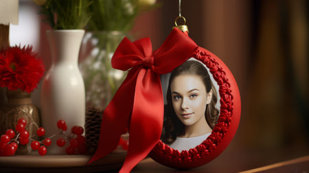 Christmas Ornament With Picture of a Womanの素材