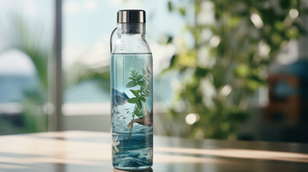 Water Bottle With Plant Insideの素材