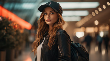Woman in Black Hat and Black Jacketの素材