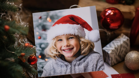 Little Girl Wearing Santa Hatの素材