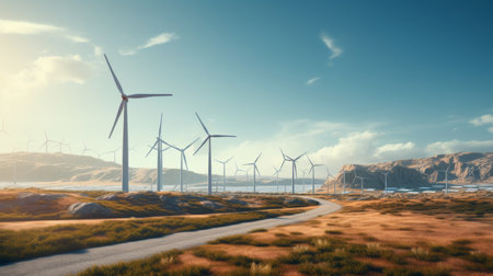 Windmills Standing in Grassの素材