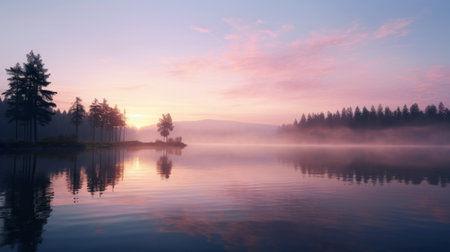 Body of Water With Trees in the Backgroundの素材