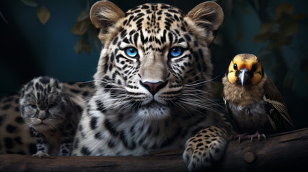 Two Birds Perched on a Tree Branchの素材