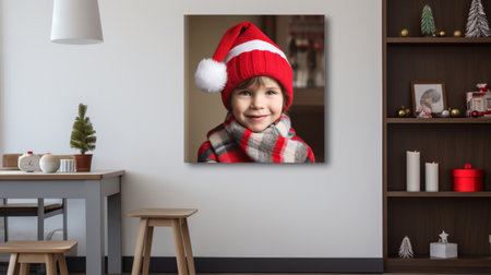 Child Wearing Santa Hat and Scarfの素材