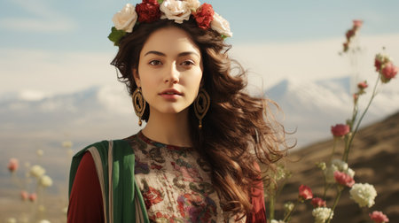 Woman Wearing Flower Crownの素材