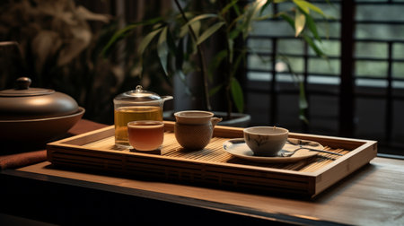 Table Adorned With a Variety of Cups and Saucersの素材