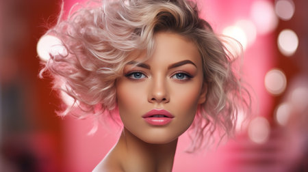 A Woman With Blonde Hair and Blue Eyesの素材