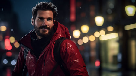 Man With Beard and Red Jacketの素材