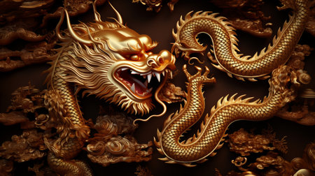 A Painting of a Dragon on a Dark Backgroundの素材