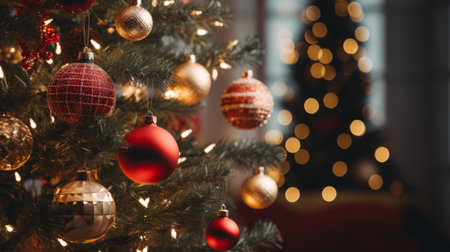 A Close Up of a Christmas Ornament Hanging From a Christmas Treeの素材