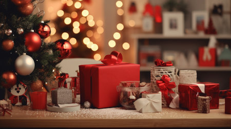 A Christmas Tree With Presents Underneathの素材