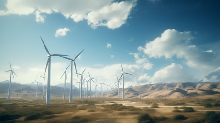 Windmills Standing in Grassの素材