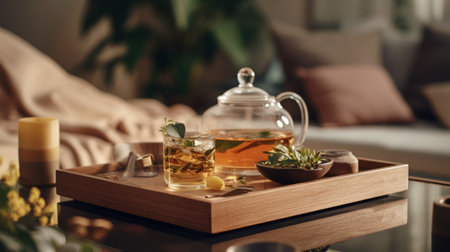 Tray With Tea Pot and Tea Cupの素材