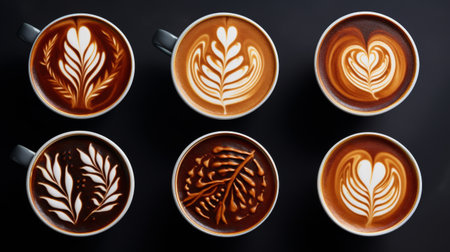 Cups of Coffee With Unique Designsの素材