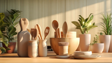 Assorted Utensils Arranged on Tableの素材