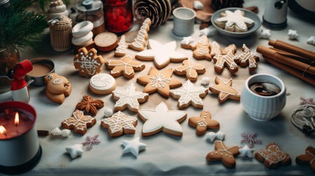 A Group of Ginger Cookies Sitting on Top of a Tableの素材