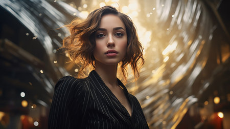 Woman With Red Hair Closing Her Eyesの素材