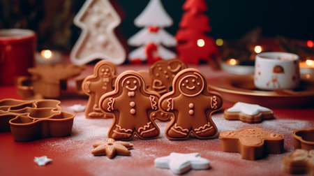 A Group of Ginger Cookies Sitting on Top of a Tableの素材