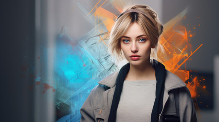 Digital Painting of a Womans Faceの素材