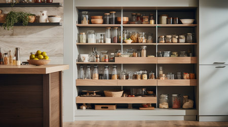 A Kitchen With a Stove Top Oven Next to a Refrigeratorの素材