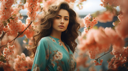 Woman Standing in Front of Flower Bouquetの素材