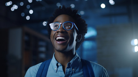 Man Wearing Glasses Sitting on a Couchの素材