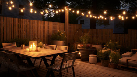 Wooden Deck With Table and Chairsの素材