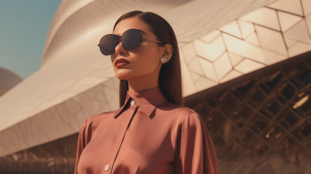 Woman Wearing Sunglasses and Dressの素材