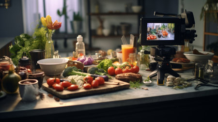 Camera Captures a Table Full of Foodの素材