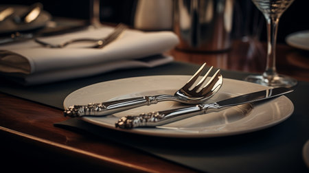 Close Up of Plate With Fork and Knifeの素材