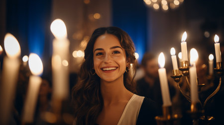 Little Girl Holding a Lit Candle in Her Handの素材