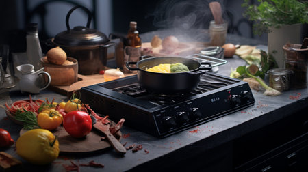 Stove Top With Pot on Itの素材