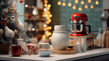 Kitchen Counter With Red Mixerの素材