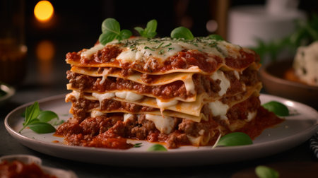 A Plate of Delicious Meat and Cheese Lasagnaの素材