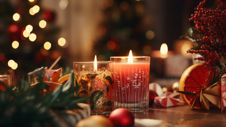 Group of Candles Sitting on Tableの素材