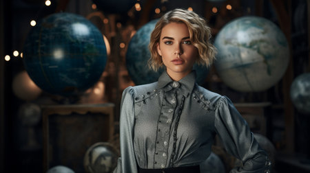 Woman Standing in Room With Abundant Plantsの素材