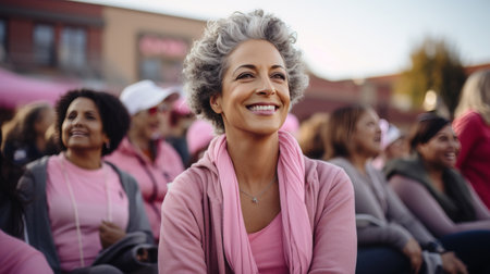 Woman in Pink Shirt Smiles at Cameraの素材