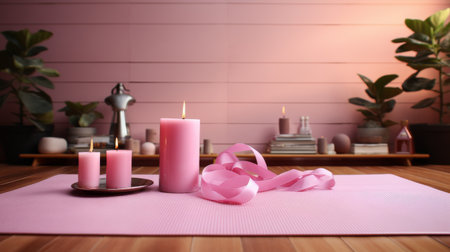 Yoga Mat With Pink Rolled Yoga Mat on Topの素材