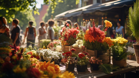 Table With Baskets of Fruit and Flowersの素材