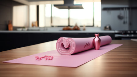 Yoga Mat With Pink Rolled Yoga Mat on Topの素材