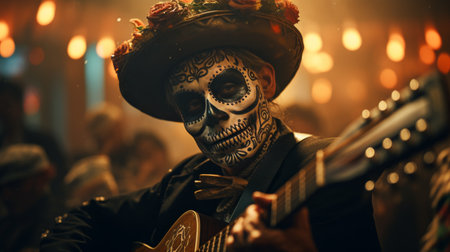Skeleton Playing Guitar With Sombreroの素材
