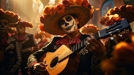 Skeleton Playing Guitar With Sombreroの素材