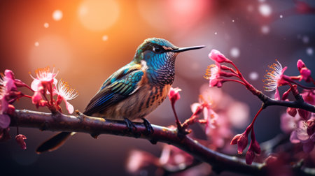 Colorful Bird Perched on Tree Branchの素材