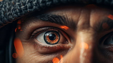Close Up of Eye With Orange and Black Patternの素材