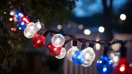 Illuminated Pole With a Cluster of Lightsの素材