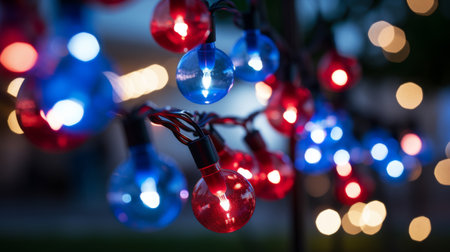 Illuminated Pole With a Cluster of Lightsの素材