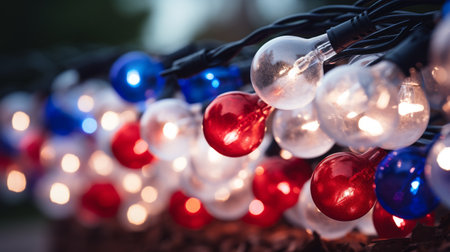 Illuminated Pole With a Cluster of Lightsの素材