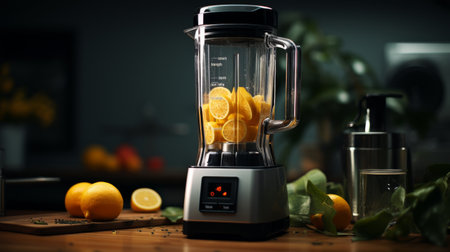 Blender Sitting on Top of Wooden Tableの素材