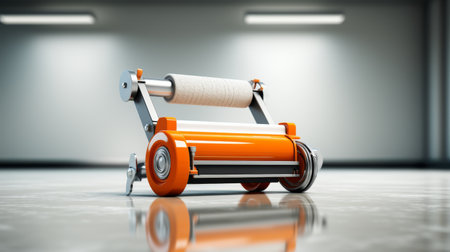 Orange and White Roller on a Black Surfaceの素材